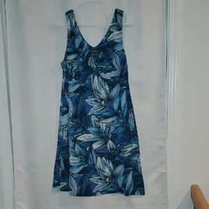 Tommy Bahama Tropical Flower Beach Dress, Blues & White, Size L